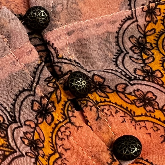 Elegant {Anthro} Beaded <Ignacia> Blouse | Sheer Pink Orange Sequin Top | Small - Picture 10 of 16